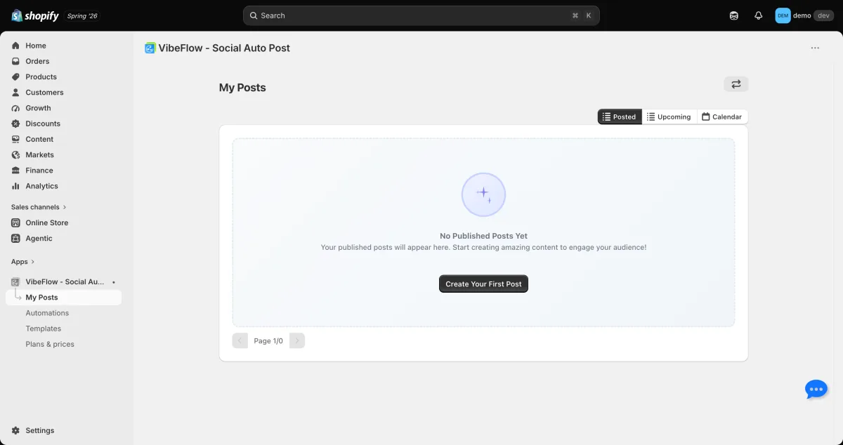 VibeFlow social media automation dashboard