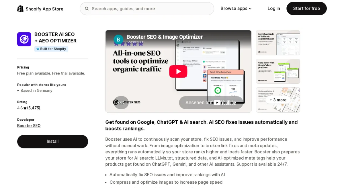 BOOSTER AI SEO Optimizer on the Shopify App Store