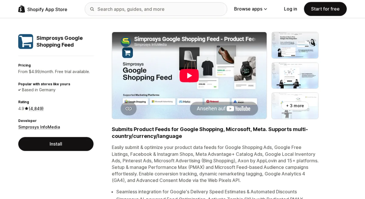 Simprosys Google Shopping Feed on the Shopify App Store