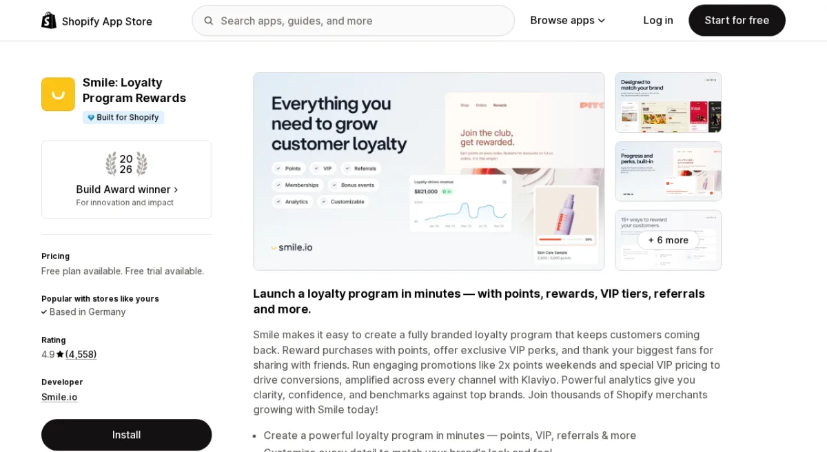 Smile Loyalty Program Rewards on the Shopify App Store