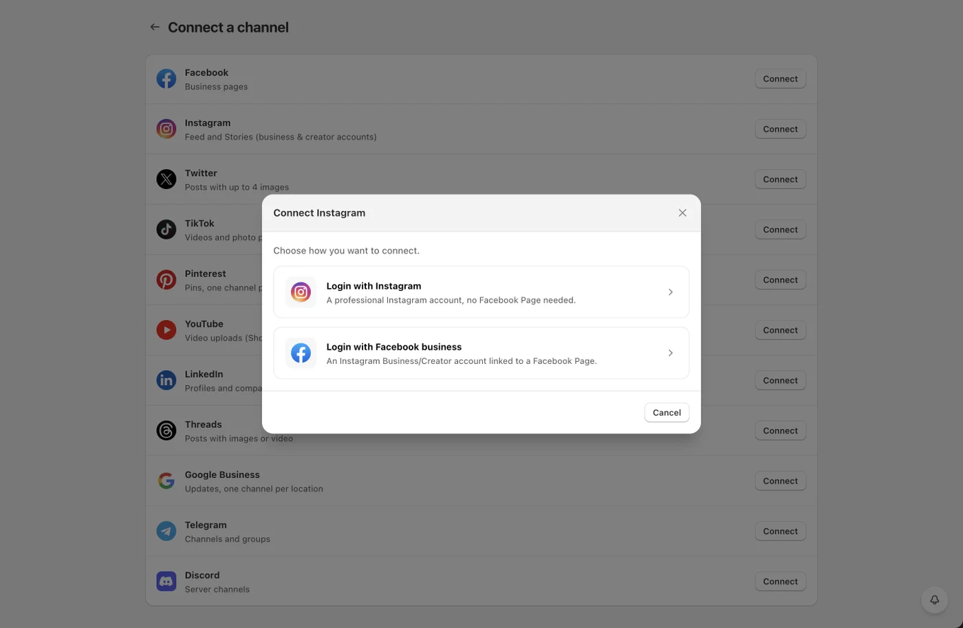 Instagram connect methods