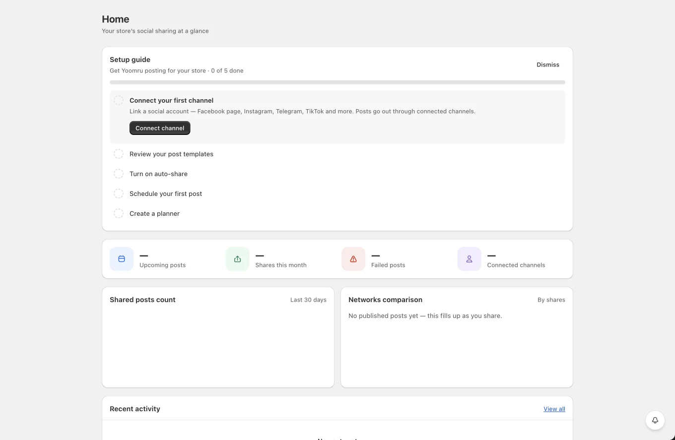 The Yoomru dashboard