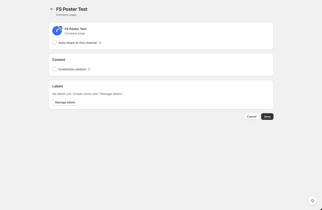 LinkedIn channel settings